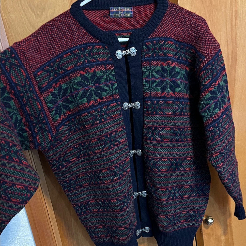 Vintage Maddy Moss Wool Scotland Scottish Sweater Size Large